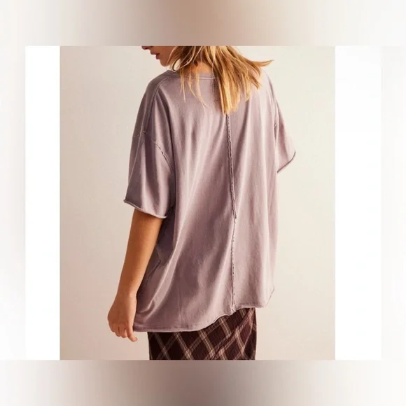 NWT Free People We the Free Nina Tee - quail orchid purple grey - XL - Picture 3 of 8